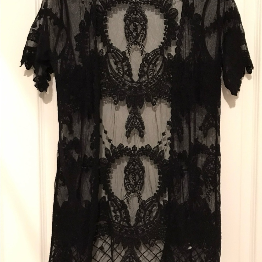 Xhilaration Black Lace Kimono Jacket